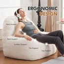 Homguava Bean Bag Chairs for Adults,Giant Beanbag Couch Adult Bean Bag Chair with Filler Included,Modern Lazy Sofa Comfy Chair for Living Room(White) by CozyNest Decor
