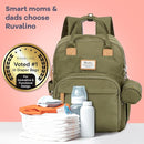 RUVALINO Diaper Bag Backpack - Multifunction Travel Back Pack Maternity Baby Changing Bags, Diaper Changing Totes, Large Capacity, Waterproof and Stylish, Baby Travel Essential, Army Green by TinyTreasures Baby Boutique