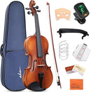 ADM 3/4 Size Wood Violin Set for Kids Teens Students Adults Beginner Acoustic Violin Matte Fiddle Starter Kit with Hard Case, Rosin, Shoulder Rest, Bow, Clip-on Tuner and Fingerboard Sticker by TinyTreasures Baby Boutique