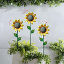 WAIU Metal Sunflower Flower Garden Stakes, Wind Catcher Spinner Garden Stakes, Garden Windmill Stakes Outdoor Wind Catchers, Yard Decor Stakes, Set of 3 by CozyNest Decor