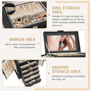 AKOZLIN 6-Tier Jewelry Box Organizer Functional 5 Drawers Leather Jewelry Storage Case for Women Girls Ring Necklace Earring Bracelet Holder Organizer with Mirror Black by TinyTreasures Baby Boutique