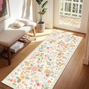 Floral 2x6 Area Rug Machine Washable Soft Print Boho Carpet Non Slip Doormat Low Pile Flower Area Rugs for Living Room Bedroom Nursery Kitchen Dining Room Indoor-Beige/White/Orange by TinyTreasures Baby Boutique
