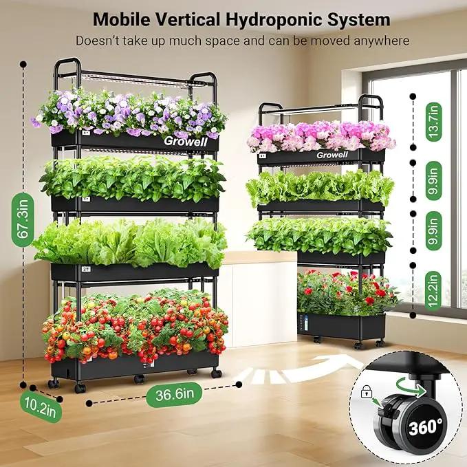 Growell Large Hydroponics Growing System Kit, 120 Pods Vertical Hydroponic Garden with 2 Light Modes Grow Light, Auto Circulating Water System, 48L Indoor Gardening System for Herb Vegetable Fruit, photo 6 of 8