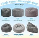 Hobestluk 3 in 1 Bean Bag Chair Giant Bean Bag Chairs for Adults with Plaid Cover Convertible Bean Bag Floor Cushion with Machine Washable Cover for Living Room (Plaid Grey) by CozyNest Decor