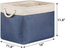 Bidtakay Fabric Storage Baskets with Handles for Organizing 16" x 11.8" x 11.8" Navy Blue Baskets [2-Pack] Shelf Baskets Large Canvas Collapsible Bins for Closet (White&Blue) by TinyTreasures Baby Boutique