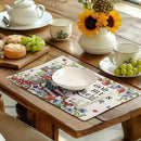 4th of July Placemats Set of 4 Patriotic Floral Cross Stars Independence Memorial Day Place Mats 12x18 Inch God Bless America Linen Fabric Table Mats for Party Kitchen Dining Decoration by CozyNest Decor
