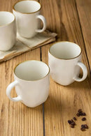 famiware Coffee Mugs Set of 4, Ocean Square 13oz Coffee Cup Set with Handle for Cocoa, Milk, Hot Chocolate, Tea, Water, Stoneware Cups for Kitchen, Microwave and Dishwasher Safe, Vanilla White by CozyNest Decor