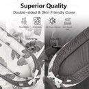 Baby Lounger | Organic Cotton Infant Lounger | Reversible, Adjustable & Portable Floor Lounger | Soft, Breathable, Washable Cover-Grey Leaves by TinyTreasures Baby Boutique