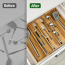 VaeFae Acacia Kitchen Silverware Organizer, Cutlery Drawer Organizer with 5 Compartments, Wooden Utensil Holder for Flatware and Cooking Tools by CozyNest Decor