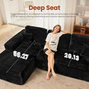 ovios 105” Modular Sectional Sofa with Thicken Seat Cushion, Cloud Couch with Deep Seat, Modern L-Shape Sofas Couches with Chaise,Upholstered Couches for Living Room Bedroom,Black by CozyNest Decor