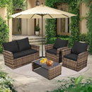 4 Piece Outdoor Patio Furniture Set,Wicker Conversation Sets Outdoor Sectional Patio Sofa Couch with Cushions & Coffee Table for Outside, Garden, Balcony, Porch,Yellow/Black by GreenHaven Gardens