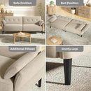 89” Futon Sofa Bed, Velvet Fabric Comfy Futon Couch Bed with 2 Square Pillows, Convertible Sleeper Sofa with Adjustable Backrest& Armrests, Modern Loveseat Sleeper for Living Room, Beige by CozyNest Decor