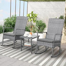 Outdoor Rocking Chair 3 Pieces High-Backed Rocking Chair Patio Rocking Chairs Outdoor Table and Chairs Anti-Slip Cushions Dark Grey by GreenHaven Gardens