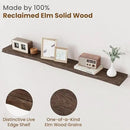 Floating Shelves for Wall Decor, Rustic Solid Elm Wood Live Edge Floating Shelves Wall Mounted, Wall Shelves with Invisible Bracket for Living Room Bathroom Bedroom Kitchen, 55 Inch, Walnut by CozyNest Decor