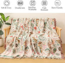 Snycler Cotton Bed Throw with Tassels, Double-Sided Bohemian Spring Flowers Plants Throws for Sofas, 60x80 inch Woven Warm Blanket for Single Sofa, Bedspread and Settee Couch Travel Green by CozyNest Decor