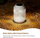 Glitzhome Solar Lantern White Metal Cutout Scrollwork Outdoor Hanging Solar Light with Handle for Garden Patio Yard Outdoor Decor by GreenHaven Gardens
