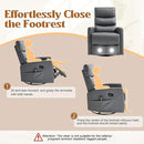Manual Swivel Rocker Recliner Chair for Adults, Overstuffed Reclining Glider Chair for Nursing with Vibration Massage & Heat, Living Room Rocking Recliner 3-Stage backrest, Faux Leather Gray by CozyNest Decor