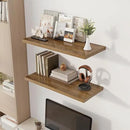 32" Floating Shelves for Wall, 12" Deep Slim Walnut Floating Shelves, Wall-Mounted Shelves for Bedroom, Living Room, Kitchen, Bathroom - Set of 2 by CozyNest Decor