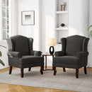 Accent Chair, High Back Upholstered Armchair with High Resilience Sponge & Wood Legs, Mid-Century Modern Comfy Single Sofa Reading Chairs for Living Room, Bedroom (Dark Grey, Set of 2) by CozyNest Decor