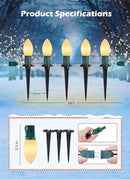 Brightown Frosted C9 LED Christmas Lights Outdoor, 2 Packs Total 64Ft Christmas Pathway Lights with 50 LED Bulbs and Stakes, Christmas Decorations Outside Driveway Walkway Sidewalk, Warm White by GreenHaven Gardens