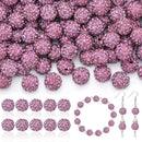 200pcs 10mm Rhinestone Beads for Jewelry Making, Light Purple Shiny Round Disco Beads Bulk, Sparkle Crystal Clay Christmas for Bracelet Baseball Necklace Earring Crafting and DIY by TinyTreasures Baby Boutique