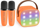 YLL Mini Karaoke Machine for Kids Adults, Portable Bluetooth Speaker with 2 Wireless Microphones, Birthday Gifts Toys for Girls Boys Ages 3, 4, 5, 6, 7, 8, 9,10,11,12+ Years Old Toddler (Orange) by TinyTreasures Baby Boutique