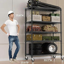 IZEUK Garage Shelving Wide Storage Shelves 5 Tier Metal Shelves 4000 LBS Heavy Duty Adjustable Utility Shelf Rack Black 23.6" D x 53.1" W x 73.6" H by CozyNest Decor