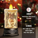 Nativity Snow Globe Candle Christmas Decorations Gifts Auto Snowfall Glitter Music Collection Angel Nativity Scene with 6H Timer USB/Battery Powered 9.7 inch by CozyNest Decor