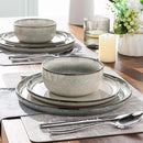 GBHOME Ceramic Dinnerware Sets for 8, 24 Pieces Stoneware Plates and Bowls Sets, Scratch Resistant Dishes, Dishwasher & Microwave Safe, Reactive Glaze-Green Wheat by CozyNest Decor
