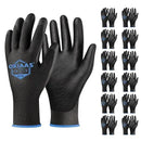 OKIAAS Work Gloves for Men，Ultra Thin and Lightweight Working Gloves with Grip, 12 Pairs Bulk Pack Construction Gloves with Polyurethane Coating for Light Duty Work (Black, X-Large) by GreenHaven Gardens