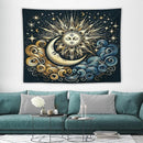 HZOHNAGO Sun Moon Tapestry Boho Golden Stars Pattern Printed Wall Tapestry Wall Hanging for Bedroom Living Room Dorm 80" W x 60" H by CozyNest Decor