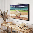 ElephantStock Baseball In Stadium Wall Art - Horizontal Framed Canvas - 1-Piece Living Room Wall Decor - Car Photography Canvas Print - Brown and Beige Decor for Wall - 43" X 29" by CozyNest Decor