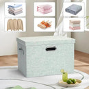 Large 17" 36 Quart Collapsible Stackable Storage Bins with Lids, 3 Packs Light Green Linen Fabric Closet Boxes with Lids, Storage Cube Baskets Container Organizers for Office (17x12x11) by CozyNest Decor