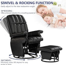 AODAILIHB Swivel Glider Recliner with Ottoman, 360 Rocking Chair with Foot Rest Recliner Chair Indoor Rocking Chair with Side Pockets Nursery Chairs for Living Room, Bedroom, Office (Black) by TinyTreasures Baby Boutique