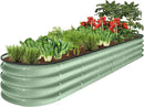 Best Choice Products 8x2x1ft Outdoor Metal Raised Garden Bed, Oval Deep Root Planter Box for Vegetables, Flowers, Herbs, and Succulents w/ 108 Gallon Capacity - Sage Green by GreenHaven Gardens