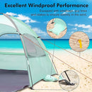 WhiteFang Beach Tent Anti-UV Portable Sun Shade Shelter for 3/4/6/8 Person, Extendable Floor with 3 Ventilating Mesh Windows Plus Carrying Bag, Stakes and Guy Lines by TinyTreasures Baby Boutique