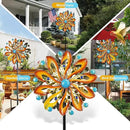 Wind Spinners for Yard and Garden - Wind Sculptures & Spinners 75 in Garden Kinetic Art with Solar Powered Multi-Color Glass Ball Light - Gradient Brown by CozyNest Decor