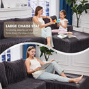 Hobestluk 96” Modular Sectional Sofa Couches L-Shape Couch 3 Seat Modular Sofa Memory Foam Sectional Couches for Living Room, Cloud Couch with Oversized Chaise (Grey, Stripe (Right Facing Chaise)) by CozyNest Decor
