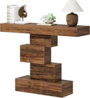 Tribesigns 42.5" Farmhouse Console Table, Narrow Wood Sofa Table Behind Couch with Geometric Base, Industrial Entryway Accent Table for Living Room, Hallway, Entrance (Rustic Brown) by CozyNest Decor