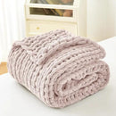 Admitrack Chunky Knit Blanket Throw, 100% Hand Knit Chenille Throw Blanket for Sofa & Home Decor, Soft and Cozy Knitted Throw Blankets (Pink，51"x63") by CozyNest Decor
