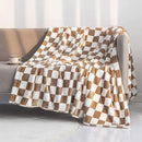 LOMAO Throw Blankets Flannel Blanket with Checkerboard Grid Pattern Soft Throw Blanket for Couch, Bed, Sofa Luxurious Warm and Cozy for All Seasons (Khaki, 90"x90") by CozyNest Decor