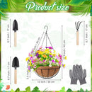 LemonRoad 3 Pack 12 Inch Hanging Baskets for Plants Outdoor Indoor, Metal Hanging Planters with Coconut Fiber Liner Chains and Ceiling Hooks Garden Tools Set for Garden House Patio Decor by GreenHaven Gardens