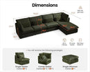 Oversized Modular Sofa, Extra Deep Cloud Corduroy Sectional Couch with Ottoman Chaise, Fluffy Corduroy 5 Seater Sofa Bed for Living Room, Villa (L Shape 5 Seater, Corduroy Green) by CozyNest Decor