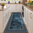 2x6 Runner Rug Impressionist-Style Vintage Kitchen Rugs Non Slip Washable Soft Carpet Runner for Kitchen Laundry Bedroom Bathroom, Blue by TinyTreasures Baby Boutique