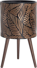 D'vine Dev 14 Inch Planter Pot with Stand, Mid-Century Tall Plant Pot with Legs for Indoor Plants, X-Large, Bronze/Grey, 88-L-D-6 by GreenHaven Gardens