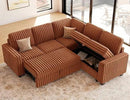 Belffin Plush Corduroy Modular Sectional Sofa with Pull Out Bed Convertible Small Sectional Corner Couch for Living Room Brick Red Couch by CozyNest Decor