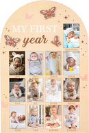R HORSE My First Year Photo Frame Board, 3D Butterfly Baby First Year Picture Frame 12 Months Milestone Display Wood Board Baby Keepsake 1st Birthday Nursery Decor Gift for Boy Girl by TinyTreasures Baby Boutique