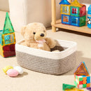Small Storage Baskets for Organizing | Closet Organizer Bins | Shelf Toy Basket | Woven Rope Baskets | Cube Decorative Box | Shallow Basket | 13x8.5x5.1” | 3 Packs White Brown by GreenHaven Gardens