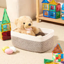 Small Storage Baskets for Organizing | Closet Organizer Bins | Shelf Toy Basket | Woven Rope Baskets | Cube Decorative Box | Shallow Basket | 13x8.5x5.1” | 3 Packs White Brown by TinyTreasures Baby Boutique