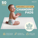 Organic Cotton Disposable Changing Pad Liners | Large 18x24 Hypoallergenic Ultra Absorbent & Waterproof Super Soft, Quilted Underpads for Baby Diaper Table & Travel, Leak Proof & Mess Free [50-Pack] by TinyTreasures Baby Boutique